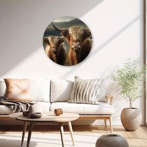 Muurcirkel Koeien hooglanders bruin