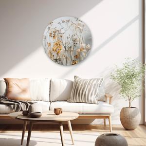 Muurcirkel Natuurtinten droogbloemen takken