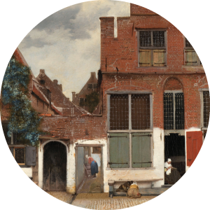 Muurcirkel Gezicht op huizen Delft