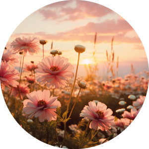 Muurcirkel Bloemenveld roze